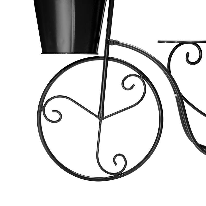 Glitzhome 21.5"L Spring Farmhouse Metal Bicycle Planter Stands Flower Pot Cart