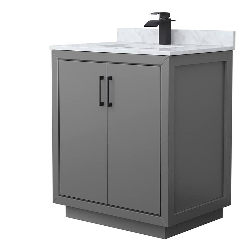 Wyndham Collection WCF1111-30S-NAT-MXX Icon 30" Free Standing Single - Dark Gray / Matte Black Hardware