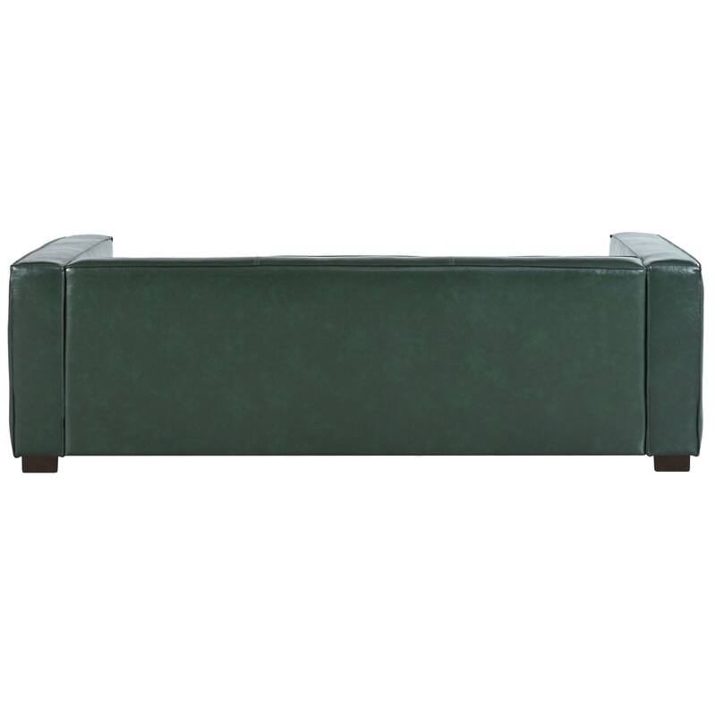 Green PU 3 Seater Contemporary Tuxedo Sofa with Birch Wood Legs
