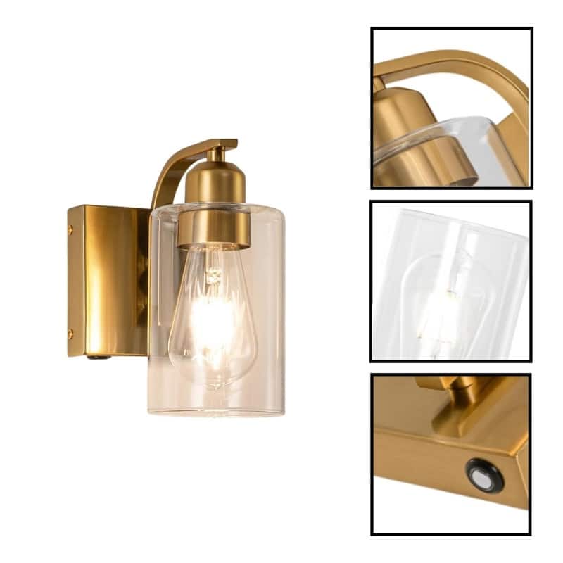 2 Pack wall sconces gold bulb light glass, iron, plastic battery operated wall sconces