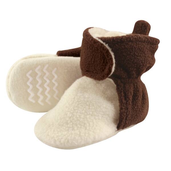 slide 1 of 1, Hudson Baby Baby Cozy Fleece Booties, Brown Cream 0-6 Months - Brown Cream