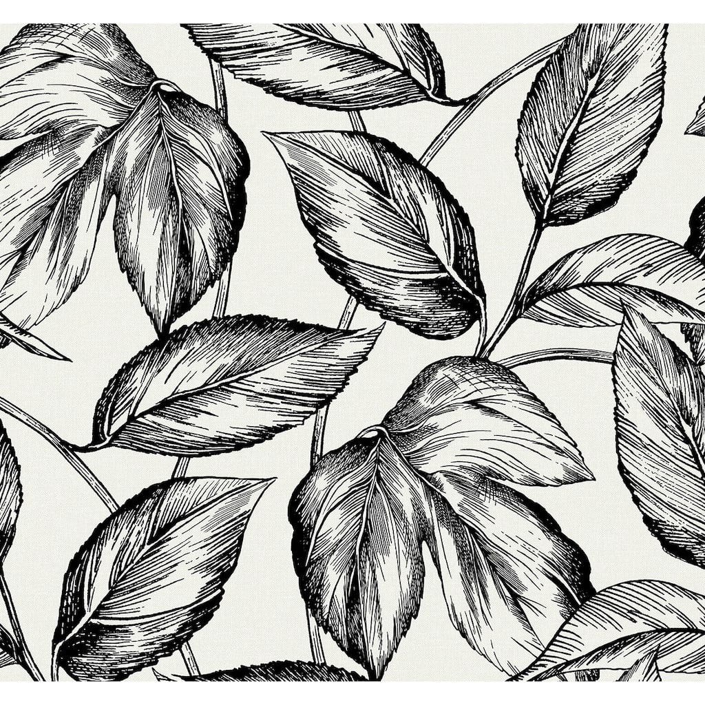 Seabrook Designs Beckett Sketched Leaves Unpasted Wallpaper