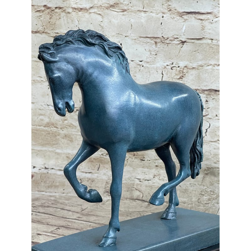 Hot Cast Bronze Chinese Tang Horse Green Blue Patina Sculpture Statue Figure