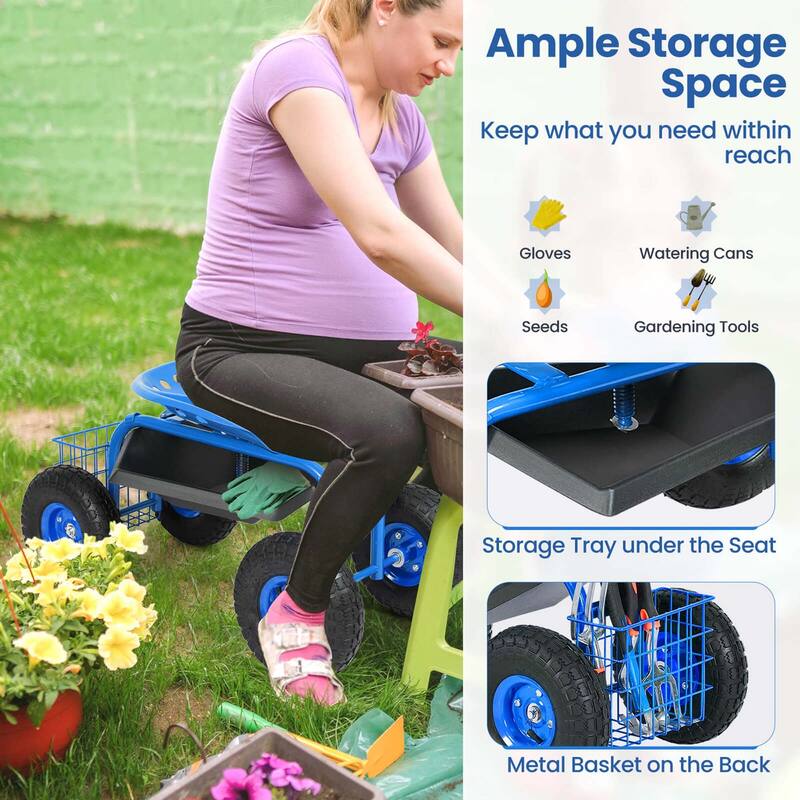Costway Rolling Tray Gardening Planting with Work Seat Garden Cart - See Details