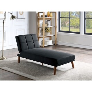 Black Polyfiber 1pc Adjustable Chaise Bed Living Room Solid wood Legs ...