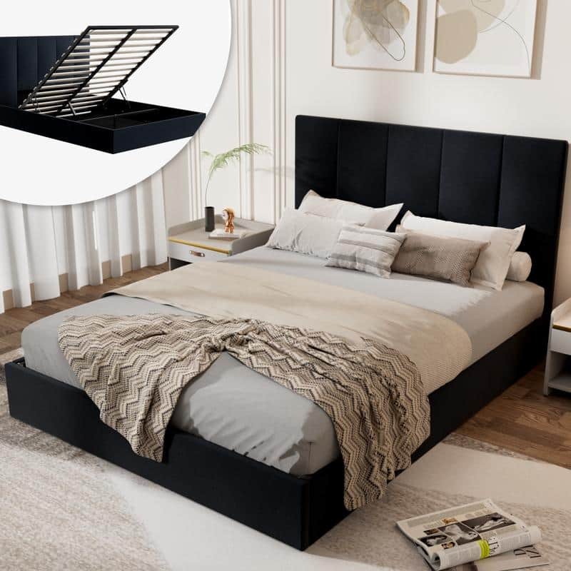 Full Size Lift-Up Storage Bed, White