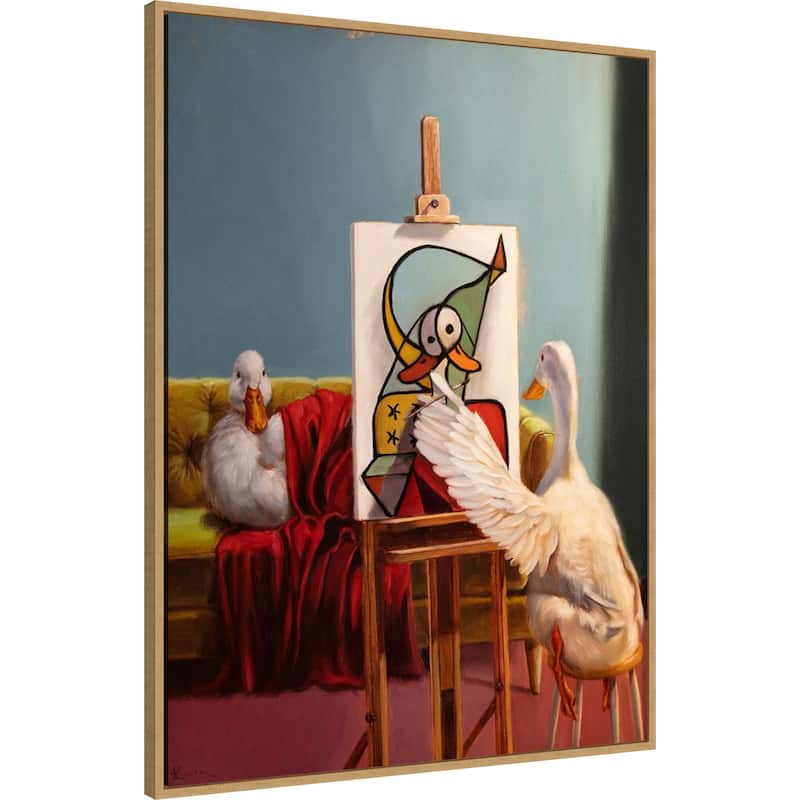 Duckcasso by Lucia Heffernan Framed Canvas Wall Art Print - Sylvie Natural