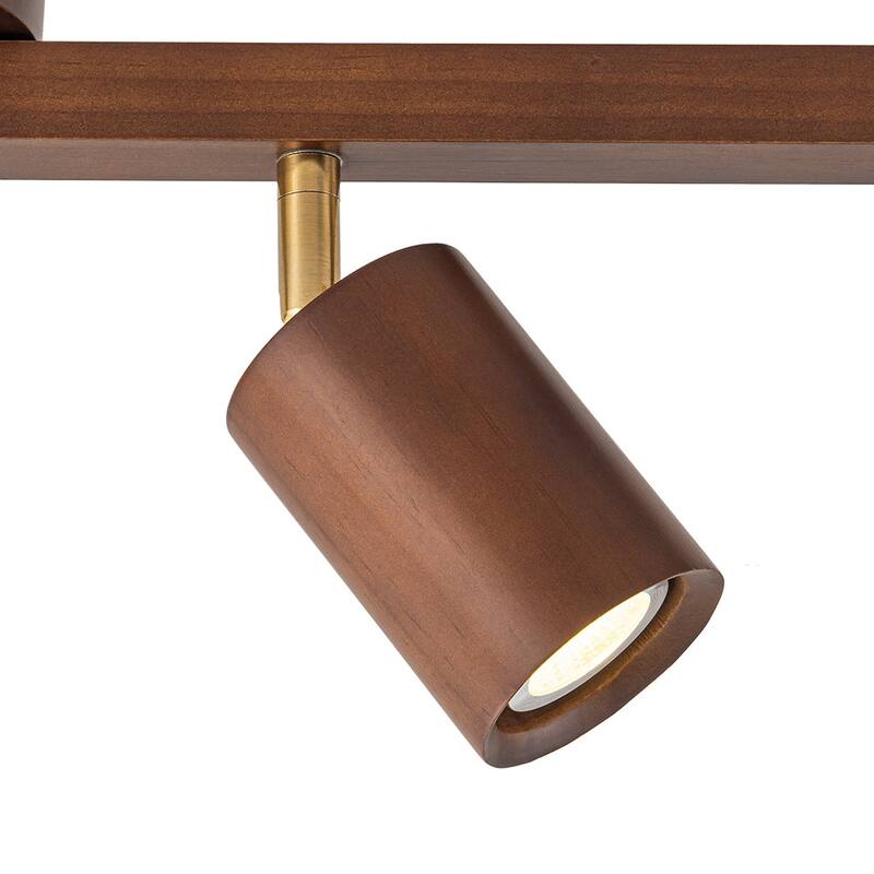4-Light Walnut Wood Grain Adjustable Linear Track Light 39.4in