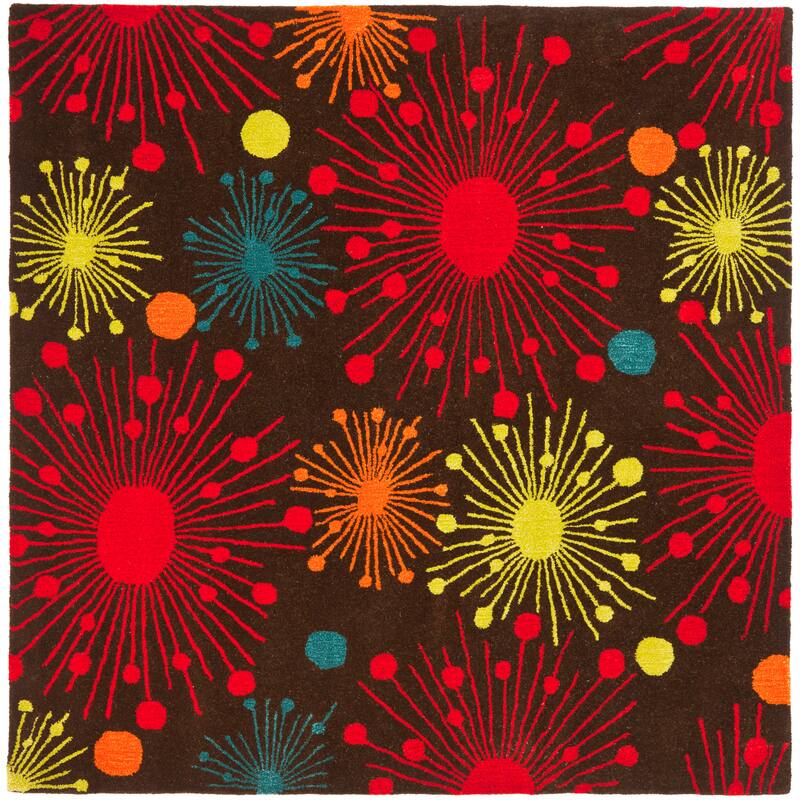 SAFAVIEH Handmade Soho Cristen Cosmos N.Z. Wool Rug - 6' Square - Brown/Multi