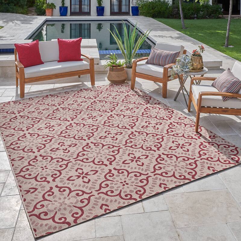 Gertmenian Paseo Powis Red Transitional Indoor/ Outdoor Area Rug