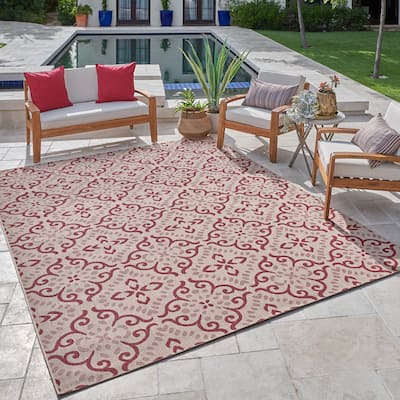 Gertmenian Paseo Powis Red Transitional Indoor/ Outdoor Area Rug