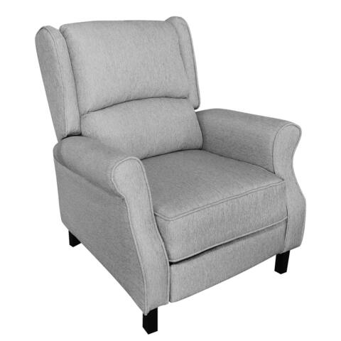 Classic Faric Recliner Club Chair Padded Seat Backrest Sofa Light Grey