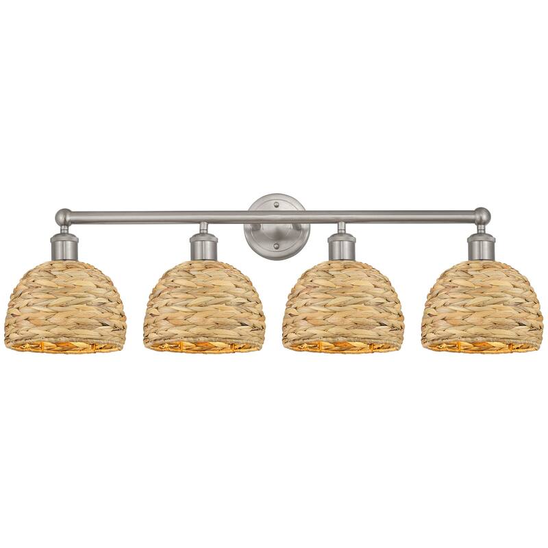 Innovations Lighting 616-4W-11-35 Woven Rattan Vanity Woven Rattan 4 - Brushed Satin Nickel / Natural