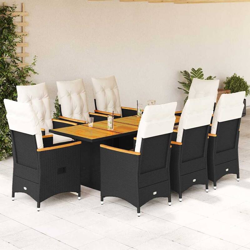 vidaXL Garden Dining Set Black - 23.2 x 22.0 x 36.2 in - Black-3