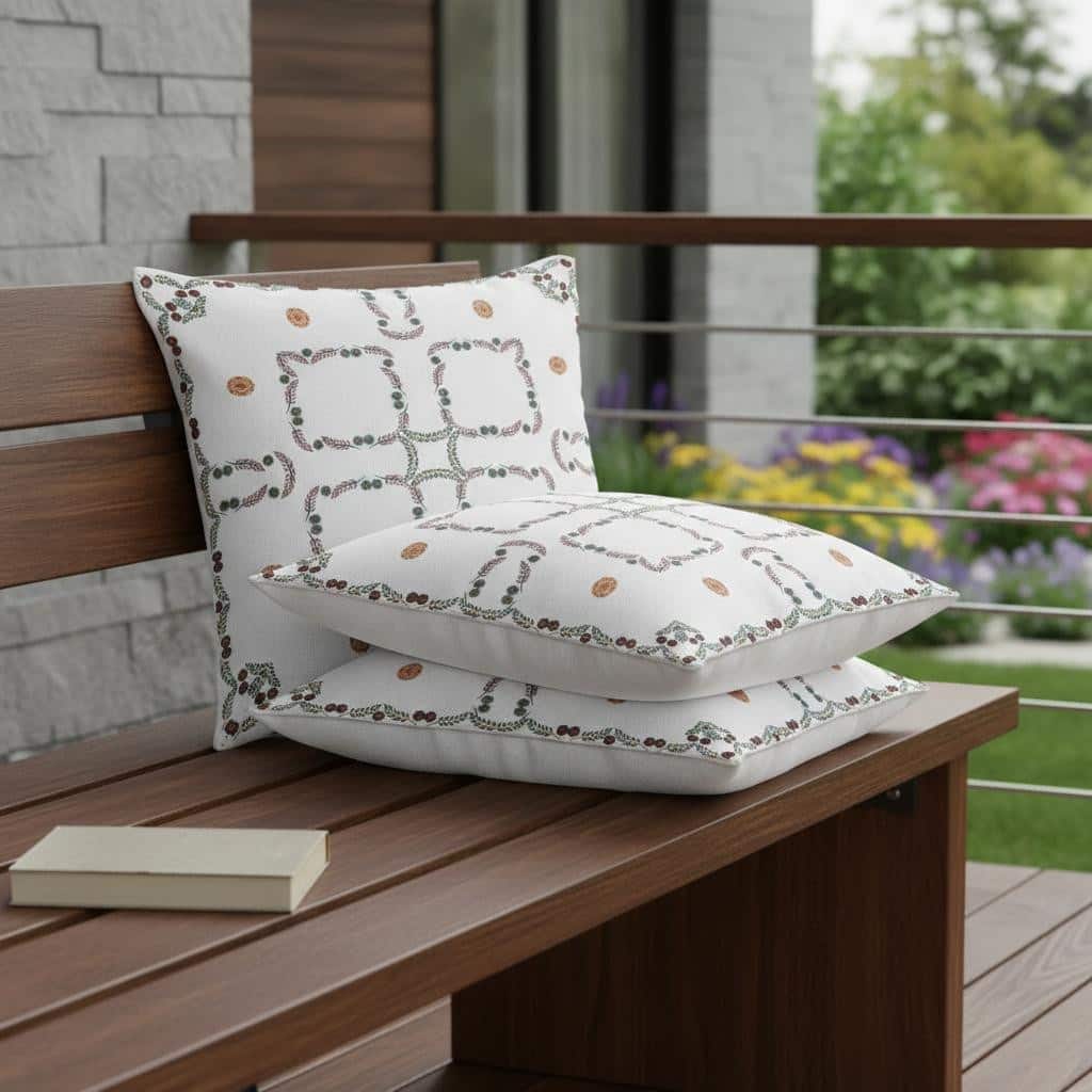 HomeRoots Set of Two 16" X 16" Green and White Botanical Indoor Outdoor Throw Pillow - 16.00' X '16.00' X '5.00