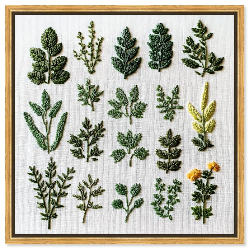 Stitched Sprout II Canvas by Art Remedy - Gold - 24" x 24"