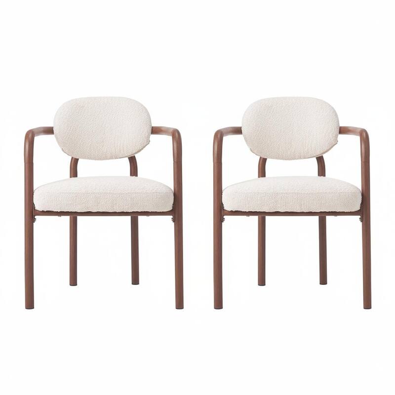 Christopher Knight Home - Maplehaven Modern Upholstered Metal Dining Chair with Maple Grain Finish - Set of 2 - Walnut