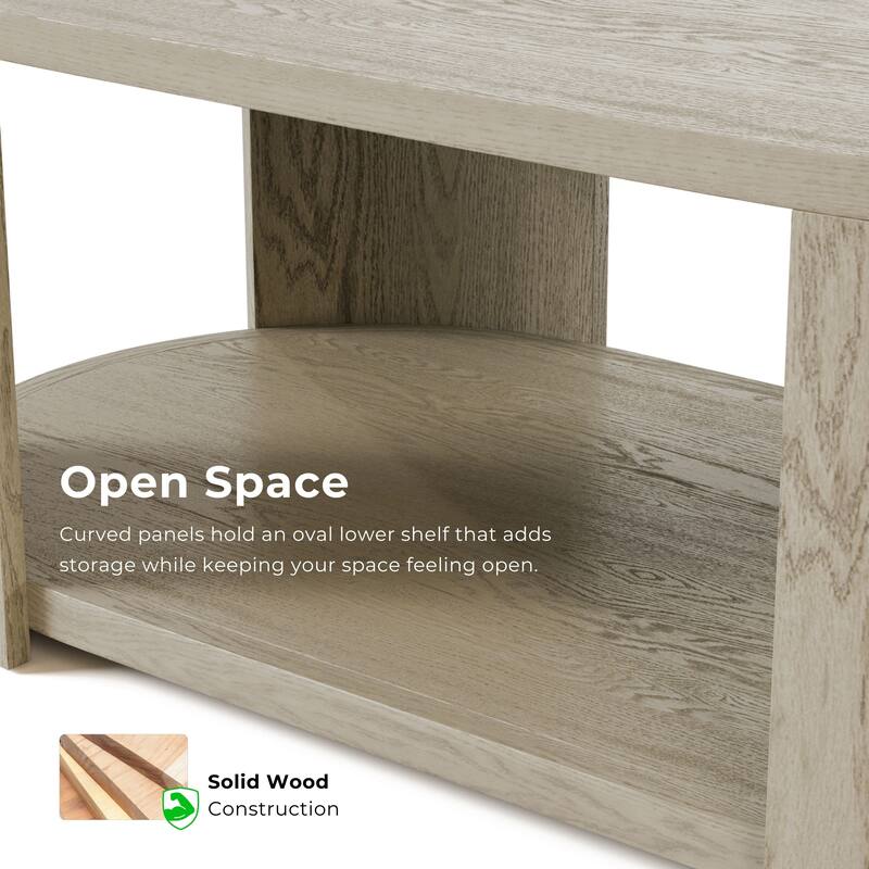 Furniture of America Piez Modern 2-Piece Oak Solid Wood Oval Cocktail Table Set with Casters