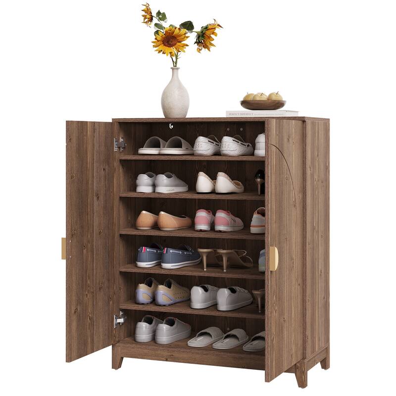 24 Pair Shoe Storage Cabinet With Adjustable Shelves