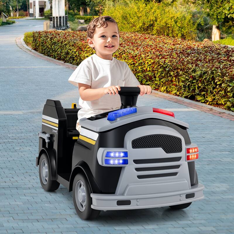 12V Kids Electric Ride On Car with Steering Wheel, Pedal, Music, Safety Belt and Toy Accessories - 19" × 34" × 20.5"