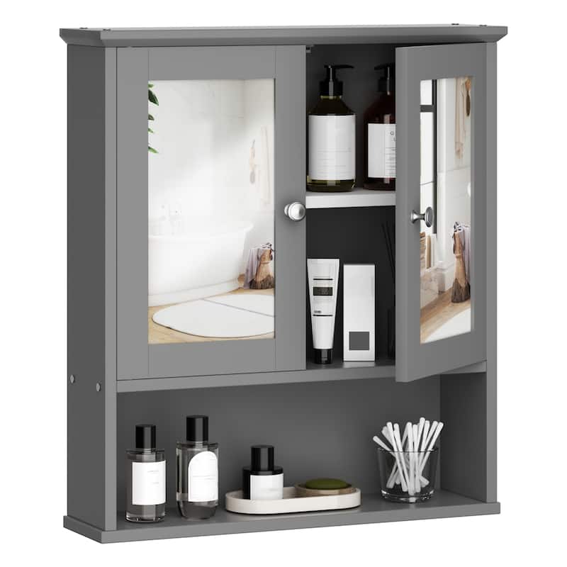 Futzca Bathroom Cabinet Wall Mounted, Storage Cabinet with Doors and Mirror