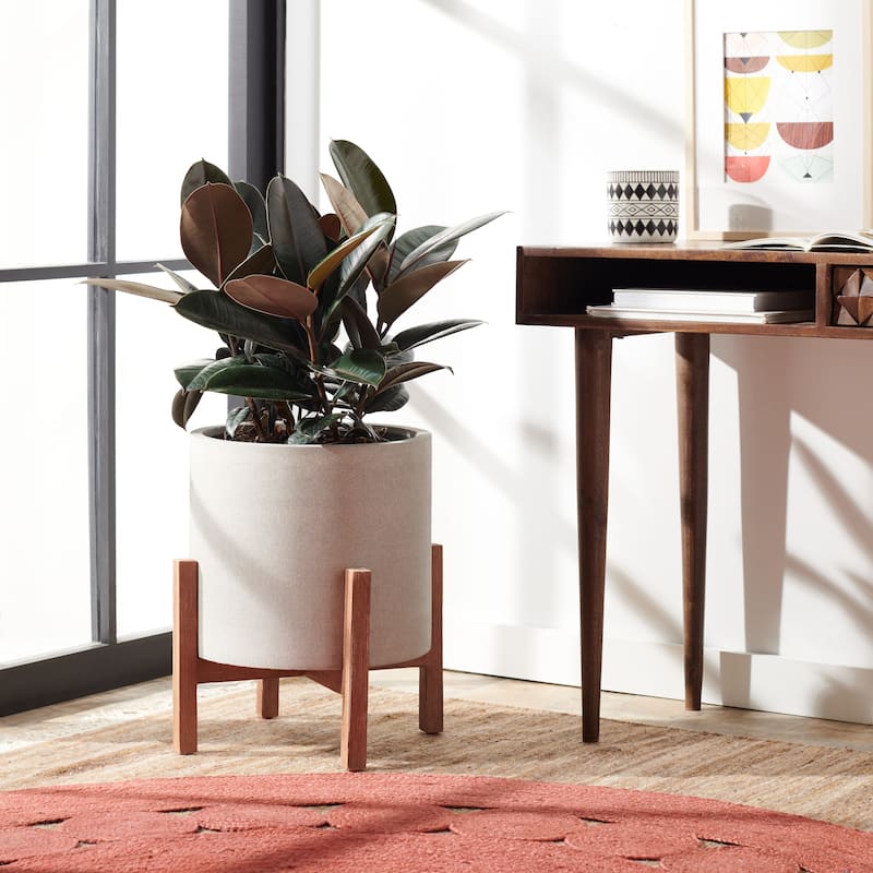 SAFAVIEH Outdoor Savva Concrete Planter - 17"W x 17"D x 19"H - Natural/Light Grey