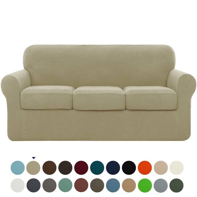 Subrtex Slipcover Stretch Sofa Cover with Separate Cushion Cover - Sand