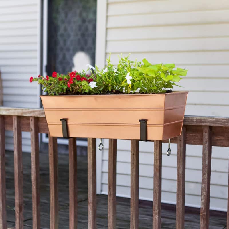 Achla Designs Pair of Clamp-On Flower Box Brackets, Black Powder Coat Finish