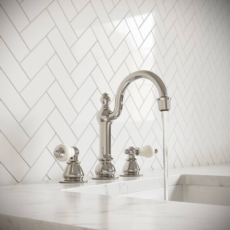 Widespread Lavatory Faucets with Pop-Up Drain in Polished Nickel (PVD) Finish with Metal Lever Handles