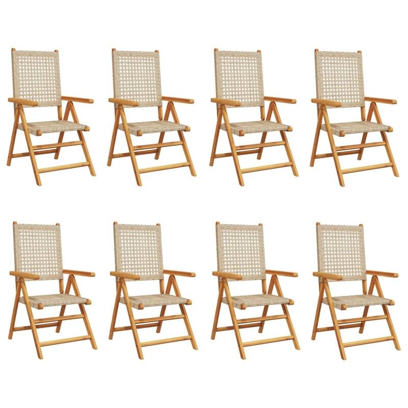 vidaXL Patio Chairs Garden Seating Furniture Solid Wood Acacia and Poly Rattan - 27.6 x 22.4 x 42.9