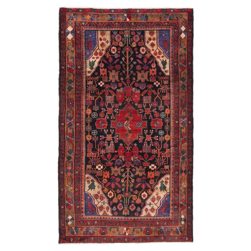 ECARPETGALLERY Hand-knotted Anatolian Vintage Dark Navy Wool Rug - 5'2 x 9'1