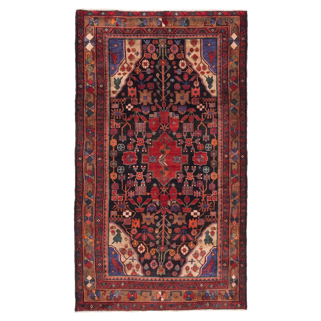ECARPETGALLERY Hand-knotted Anatolian Vintage Dark Navy Wool Rug - 5'2 x 9'1