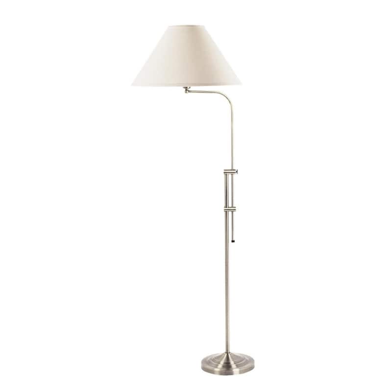 68 Inch Nickel Adjustable Floor Lamp with Fabric Shade and Metal Base - 19” x 21.75” x 67.50” - Nickel