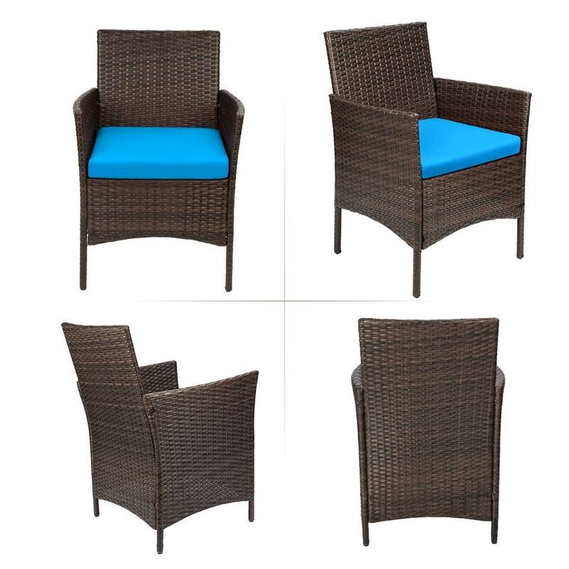 Homall 3 Pieces Patio Porch Furniture Sets PE Rattan Wicker Chairs with Table Outdoor Garden Furniture Sets