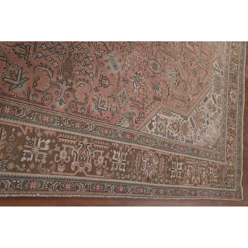 Hand Knotted Oriental 100% Wool Carpet Traditional Medallion Pink Tabriz Area Rug - 12' 5'' X 9' 9''