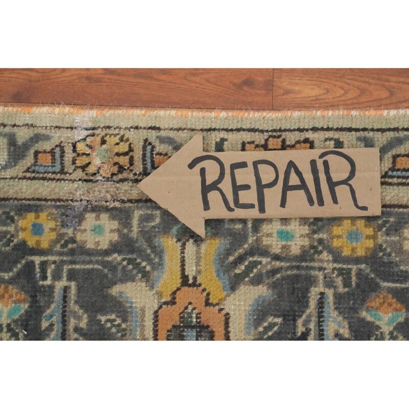 Hand Knotted Oriental 100% Wool Carpet Traditional Floral Beige & Ivories Tabriz Area Rug - 12' 8'' X 9' 5''