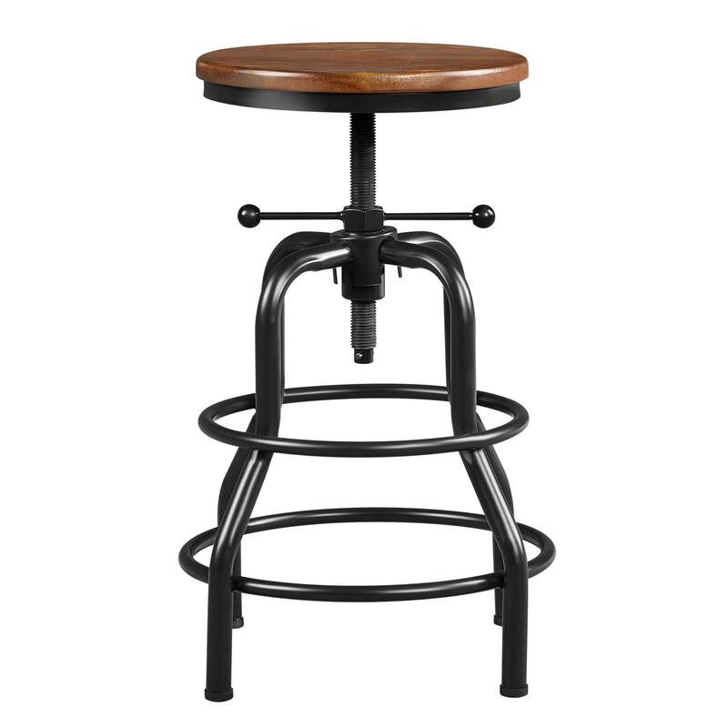 Yaheetech Industrial Swivel Bar Stool with Round Wood Seat Counter-Height Stool - N/A