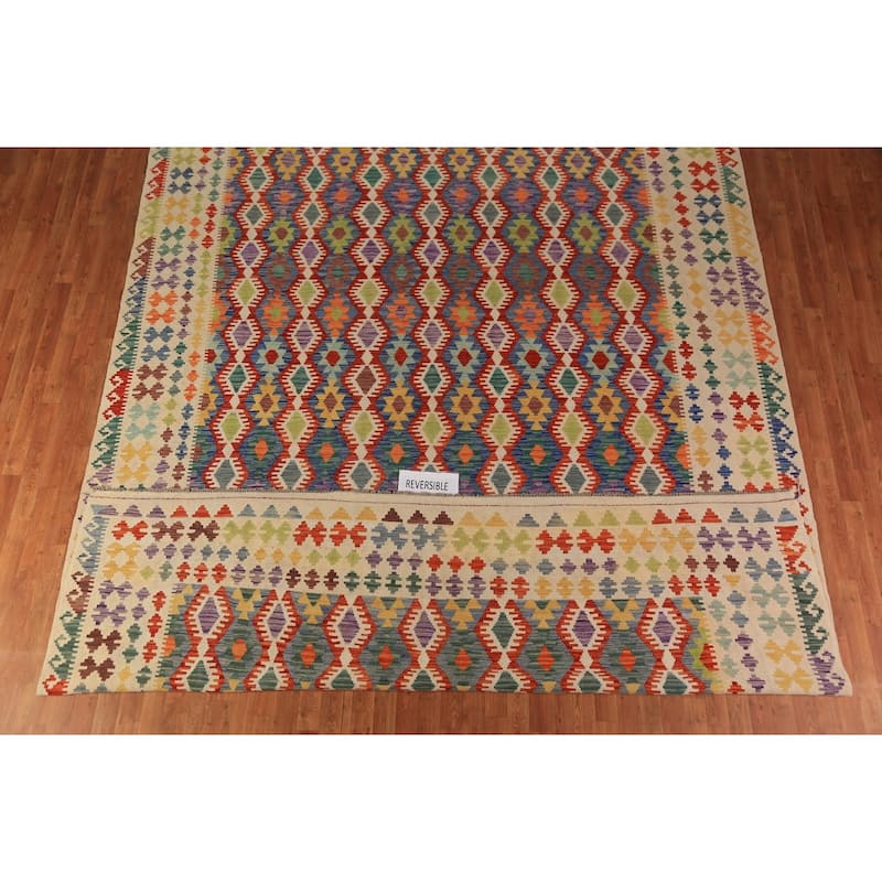 Kilim Oriental Large Rug Hand-Woven Tribal Wool Carpet - 10'1"x 15'11"