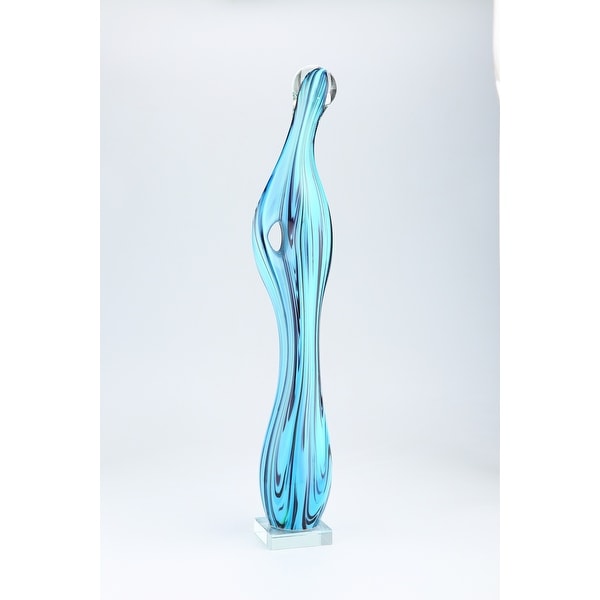 22.5" Aqua Blue Hand Blown Glass Tabletop Decor - N/A