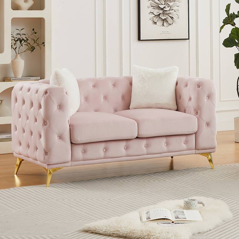 Modern Luxury Velvet Sofa with Chesterfield Quilted Button Accents