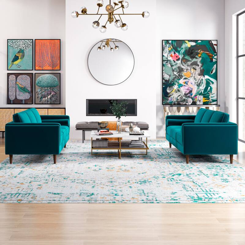 Fatih Mid Century Velvet Sofa Set