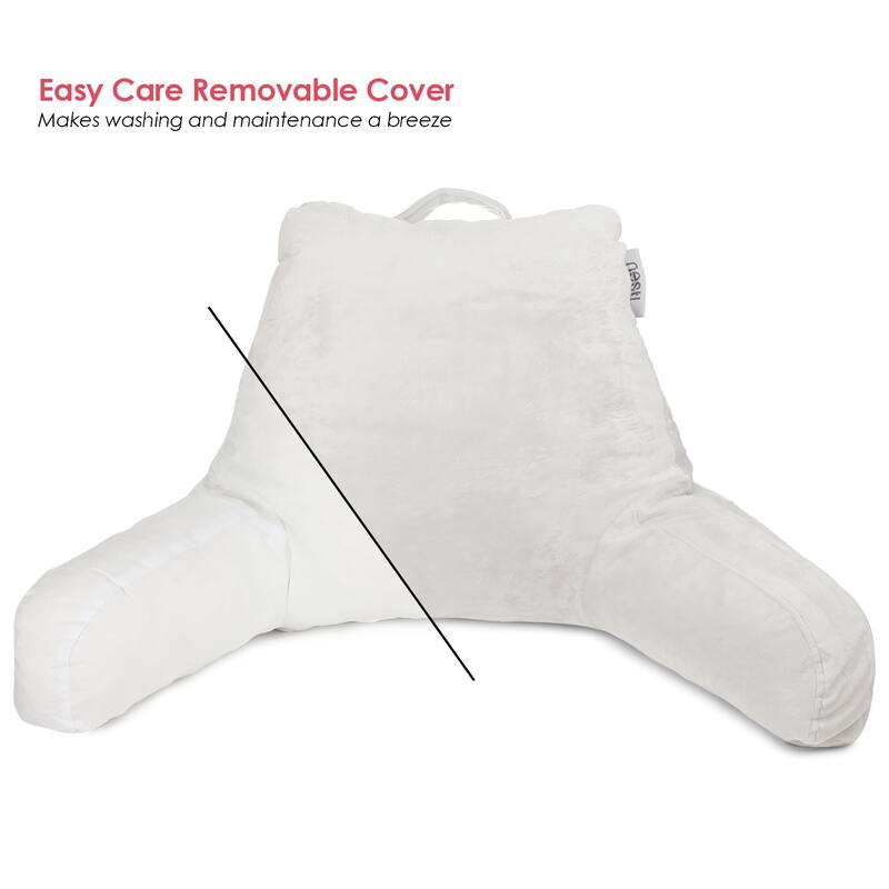 Empyrean Backrest Reading Pillow with Arms - Shredded Memory Foam Back Support Bed Rest Pillow