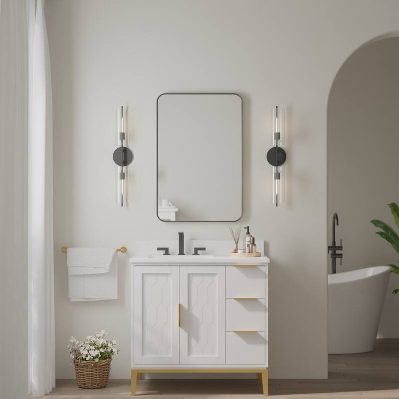 Modern Bathroom Rectangular Wall Mounted Anodized Aluminum Framed Vanity Mirror