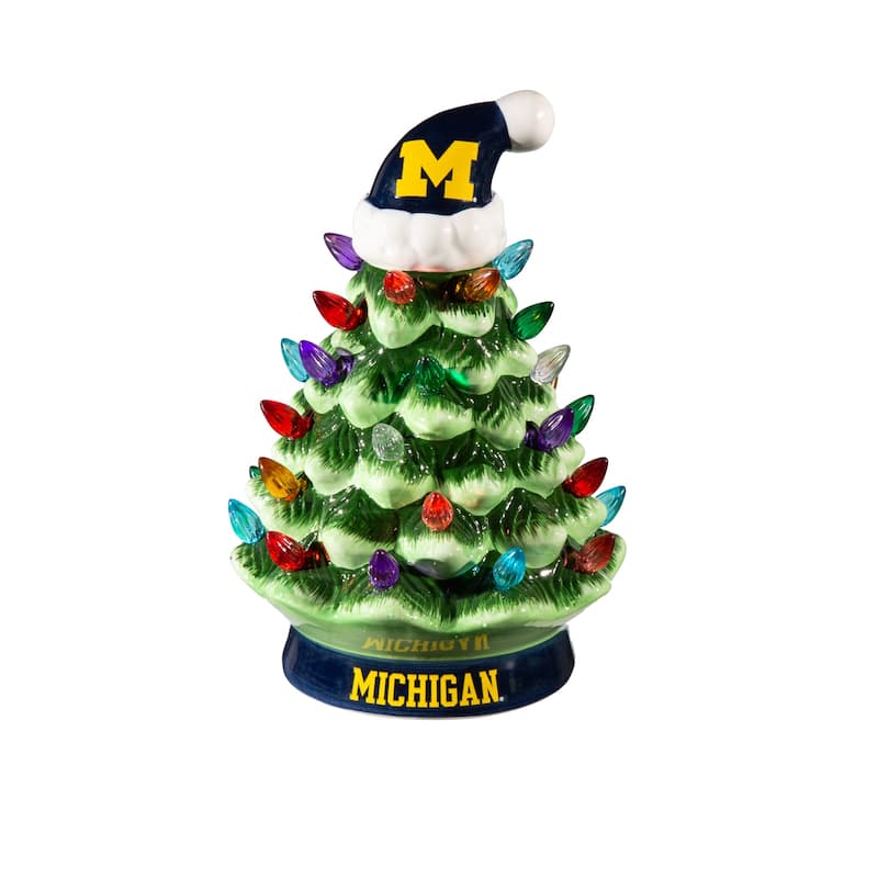 8" LED Ceramic Tabletop Christmas Tree, University Of Michigan