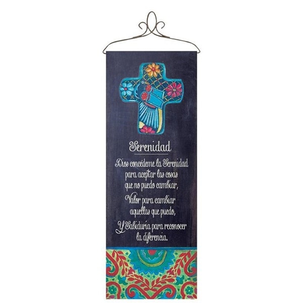 White and Black Religious Serenity Prayer Spanish Themed Wall Panel 13" x 36.5" - N/A
