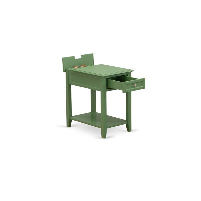 East West Furniture Denison Night Stand - Rectangle Modern End Table with a Drawer for Bedroom, 24x19 Inch, (Finish Options)