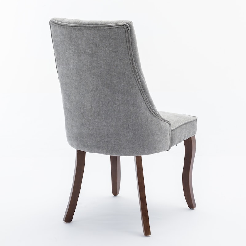 2-Piece Armless Dining Chairs Set with High Back, Upholstered Kitchen Accent Chairs with Curved Solid Wood Legs
