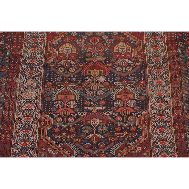 Pre-1900 Antique Bakhtiari Persian Area Rug Handmade Wool Carpet - 4'8"x 6'1"