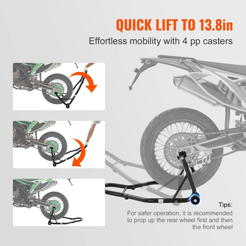 Motorcycle Stand Lift, Lift Stand, Front and Rear Wheel Fork Stand, U+L Fork Swingarm Spool