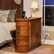 preview thumbnail 4 of 8, Solid Wood Chairside End Table, Two-Drawer Narrow Side Table Slim